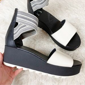 SOREL Cameron Sandal Flatform Elastic Criss across Straps Leather US 10.5